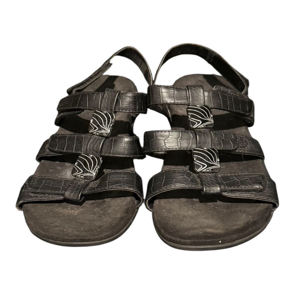 Vionic Women’s Amber Black Slingback Sandals Shoes 3 Strap w/ Medallion Size 8 - Picture 4 of 9